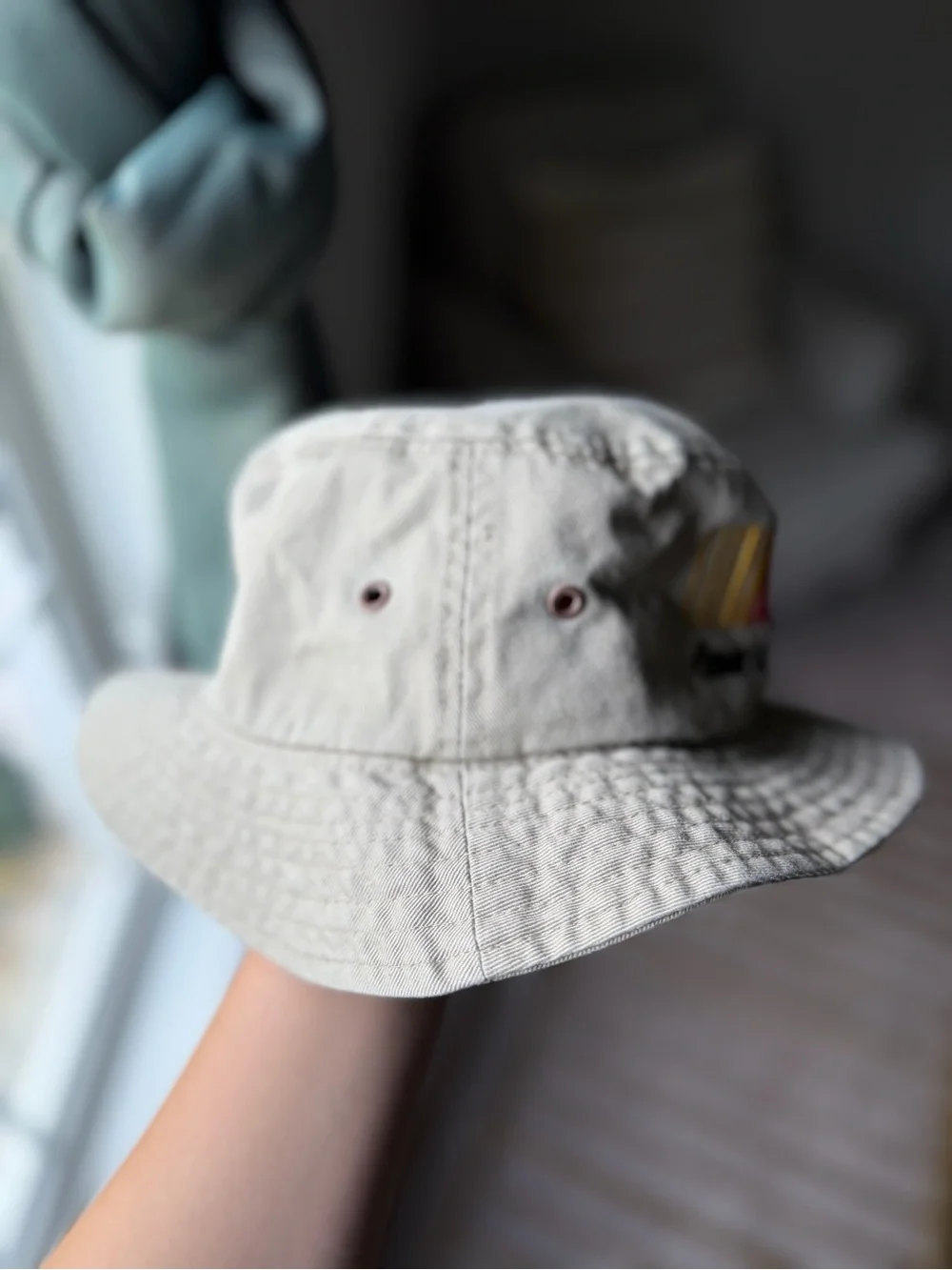 Vintage NASCAR Khaki Bucket Hat with Embroidered Logo
